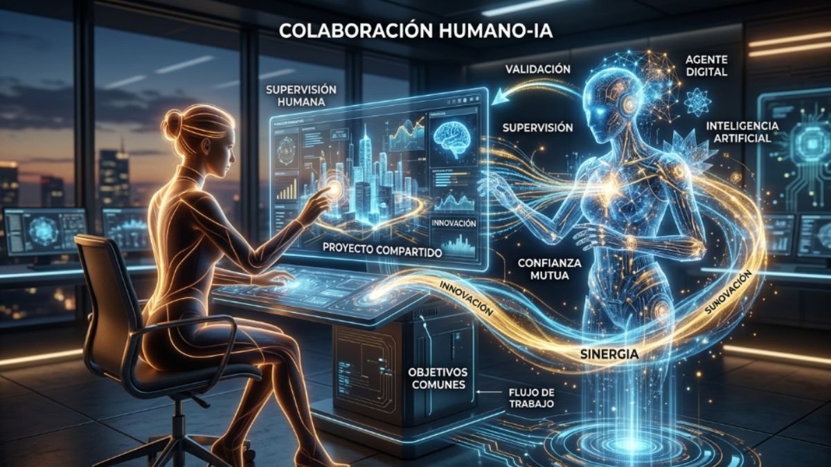 Colaboración entre humano y agente de IA con supervisión y puntos de control humanos
