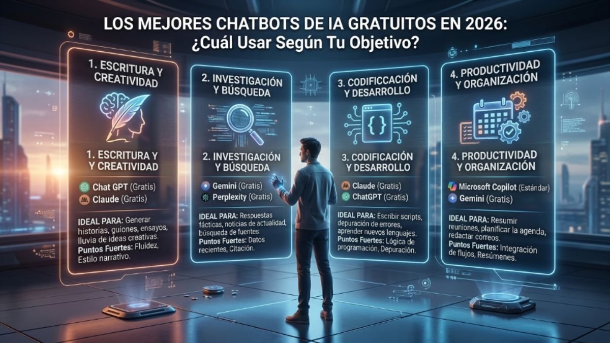 Los mejores chatbots de IA gratuitos en 2026 cuál usar según tu objetivo