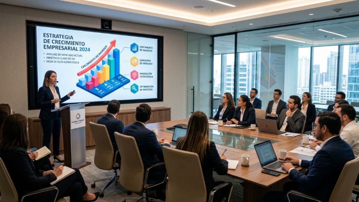 Presentación empresarial profesional con datos y gráficos