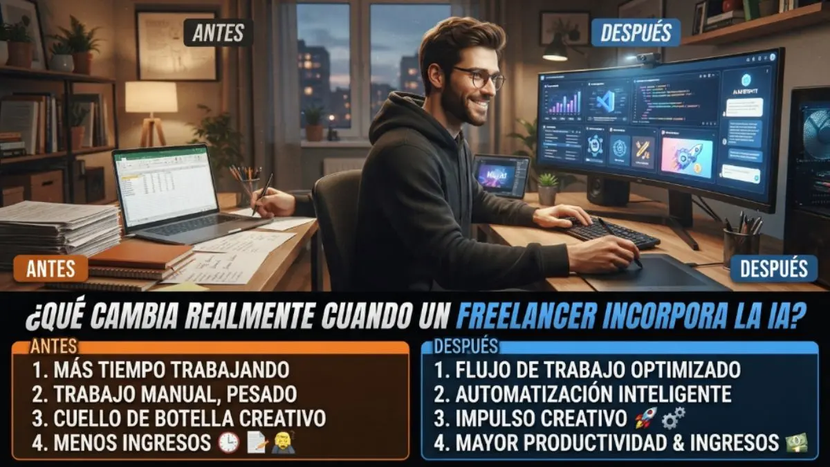 Qué cambia realmente cuando un freelance incorpora IA